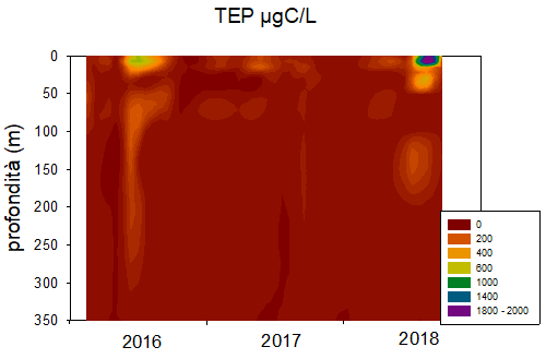 Organic carbon TEP in Lake Maggiore in 2016-2018